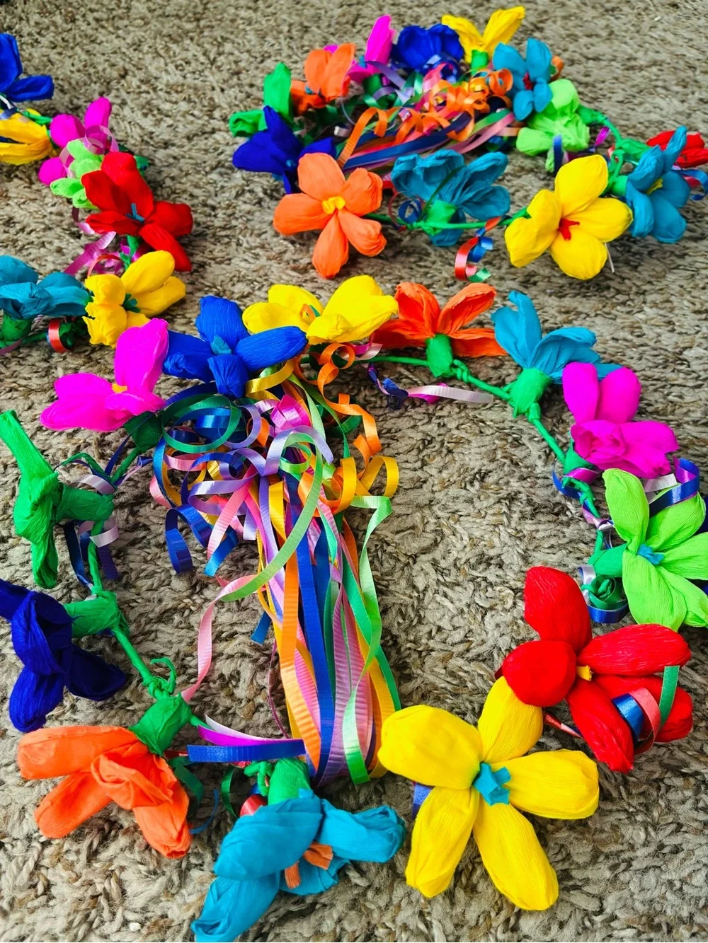 Colorful Floral Ribbon Lei Headbands - Multicolor